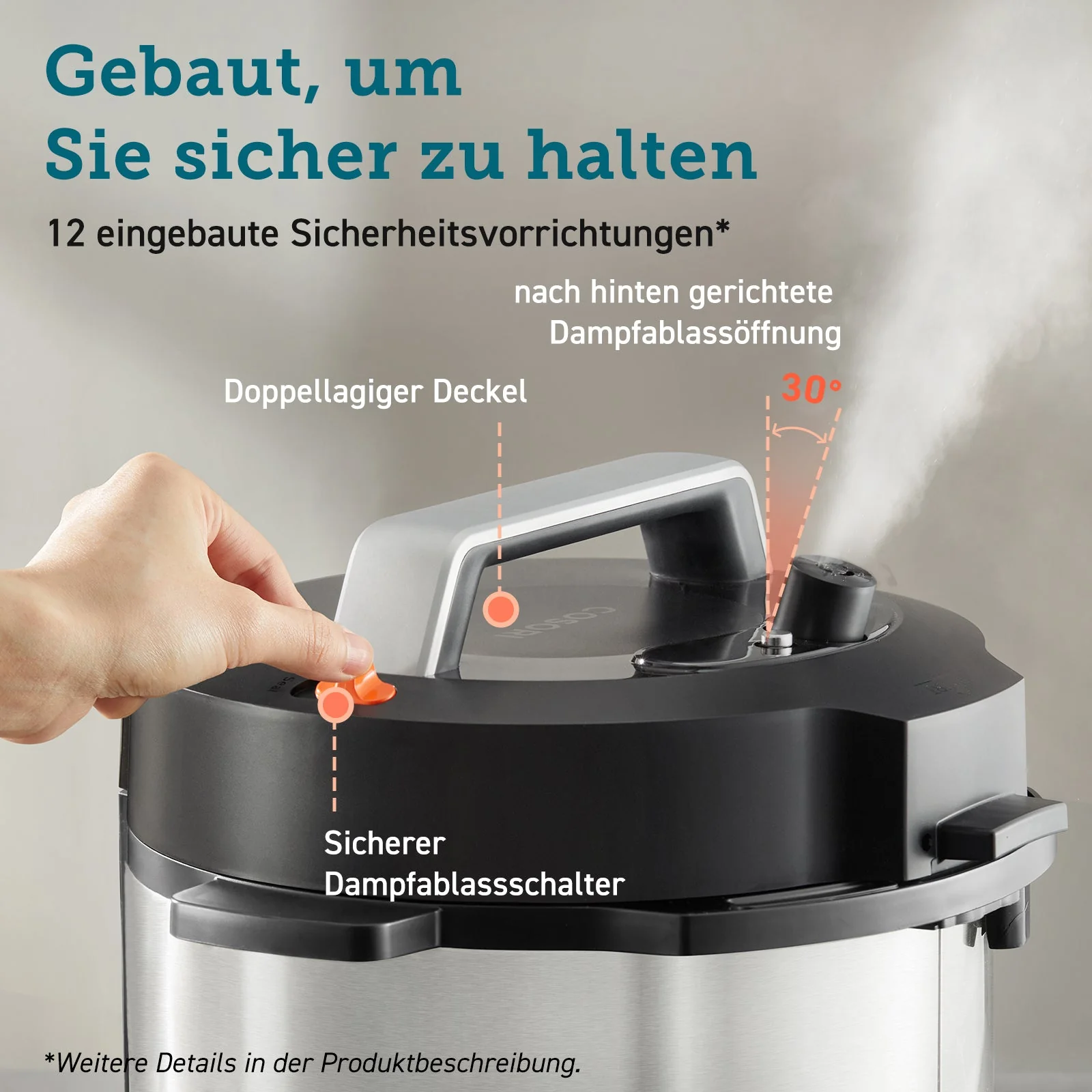 COSORI 5,7 L Schnellkochtopf, Schwarz - Image 4