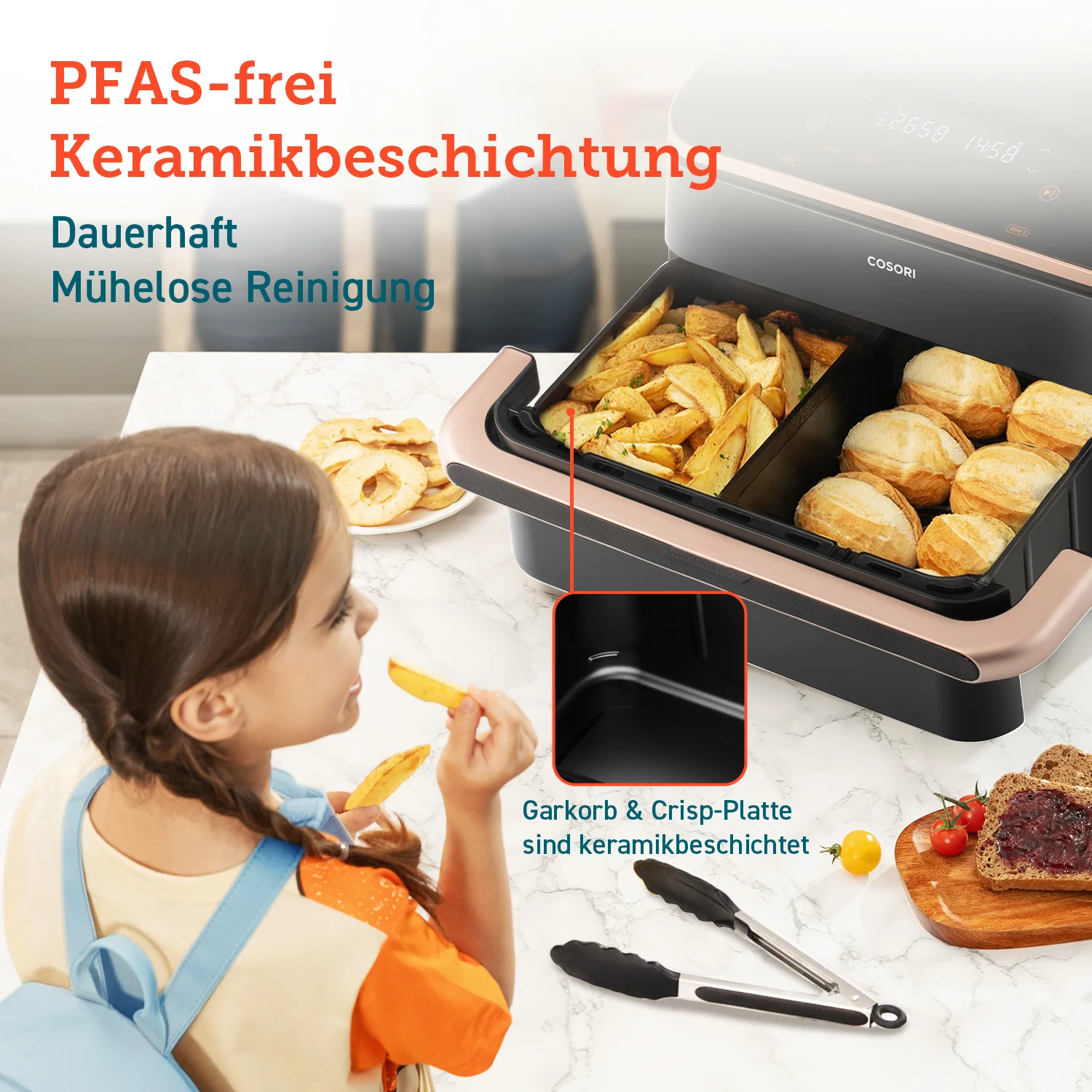 COSORI Dual Blaze Twinfry™ 10-Litre Heißluftfritteuse-Gold - Image 4